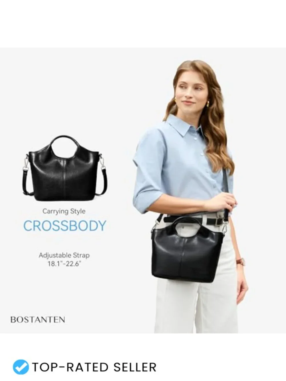 Vegan Leather Soft Top Handle Satchel Crossbody Zipper Handbag with Detachable